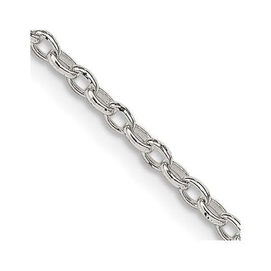 Sterling Silver 1.6mm Oval Fancy Rolo Chain 30 Inches