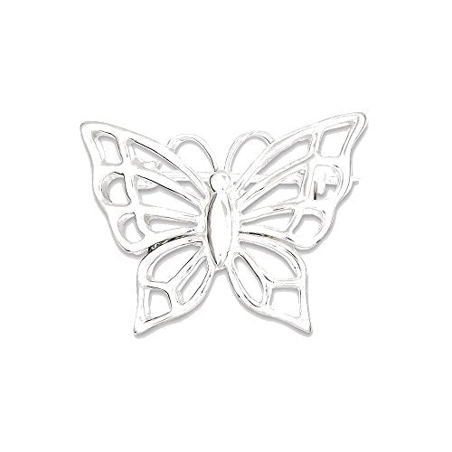 925 Sterling Silver Solid Polished Butterfly Angel Wings Pin 20x28.5mm Wide Brooches and Pin for Women