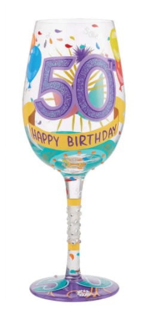 Lolita Happy 50th Birthday Wine Glass 9in H