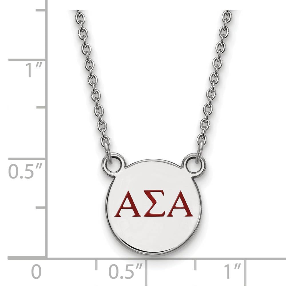 Sterling Silver 18in Official Licensed Greek Sororities Alpha Sigma Alpha (???) XS Enamel Pendant w/Necklace