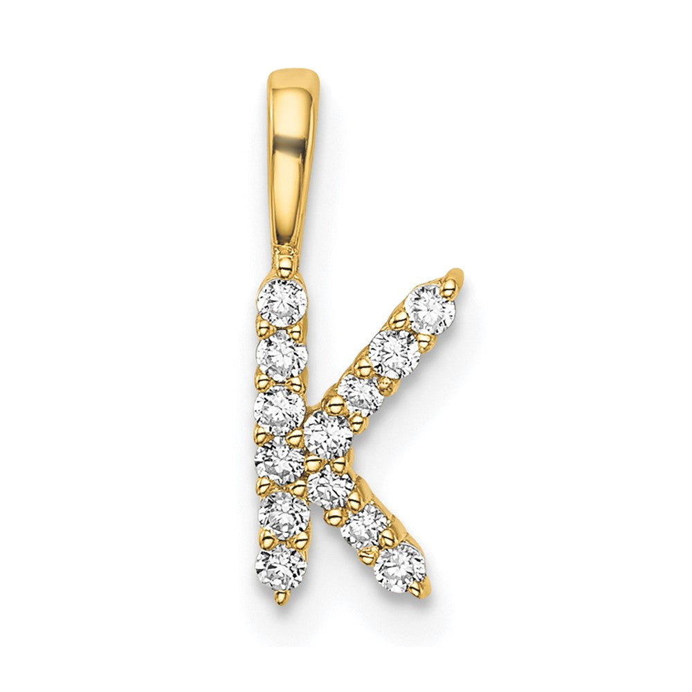 14k 1/8 carat Lab Grown Diamond VS/SI+ G+ Letter K Initial Pendant