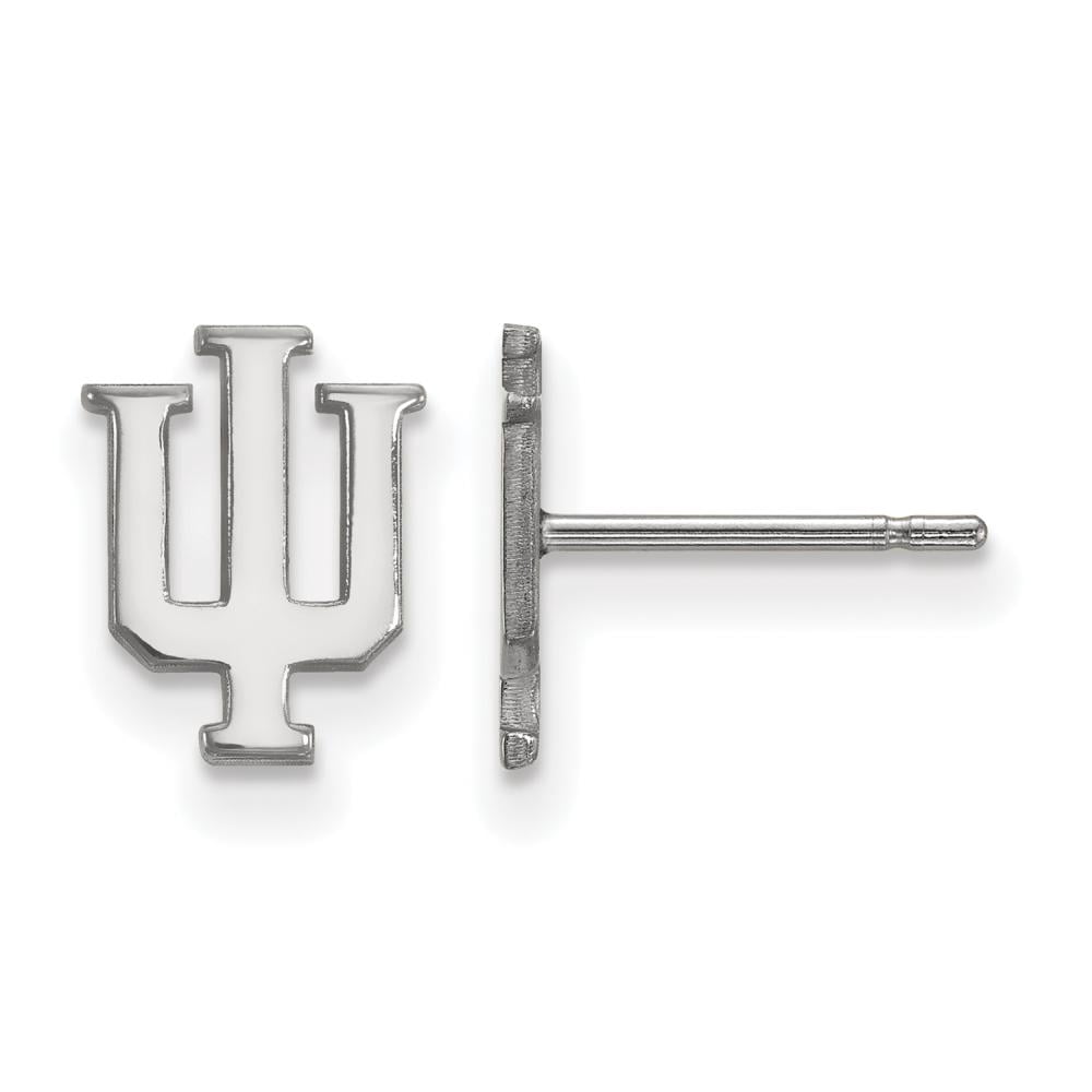 Sterling Silver Rhodium-plated LogoArt Indiana University I-U Extra Small Post Earrings Q-SS008IU