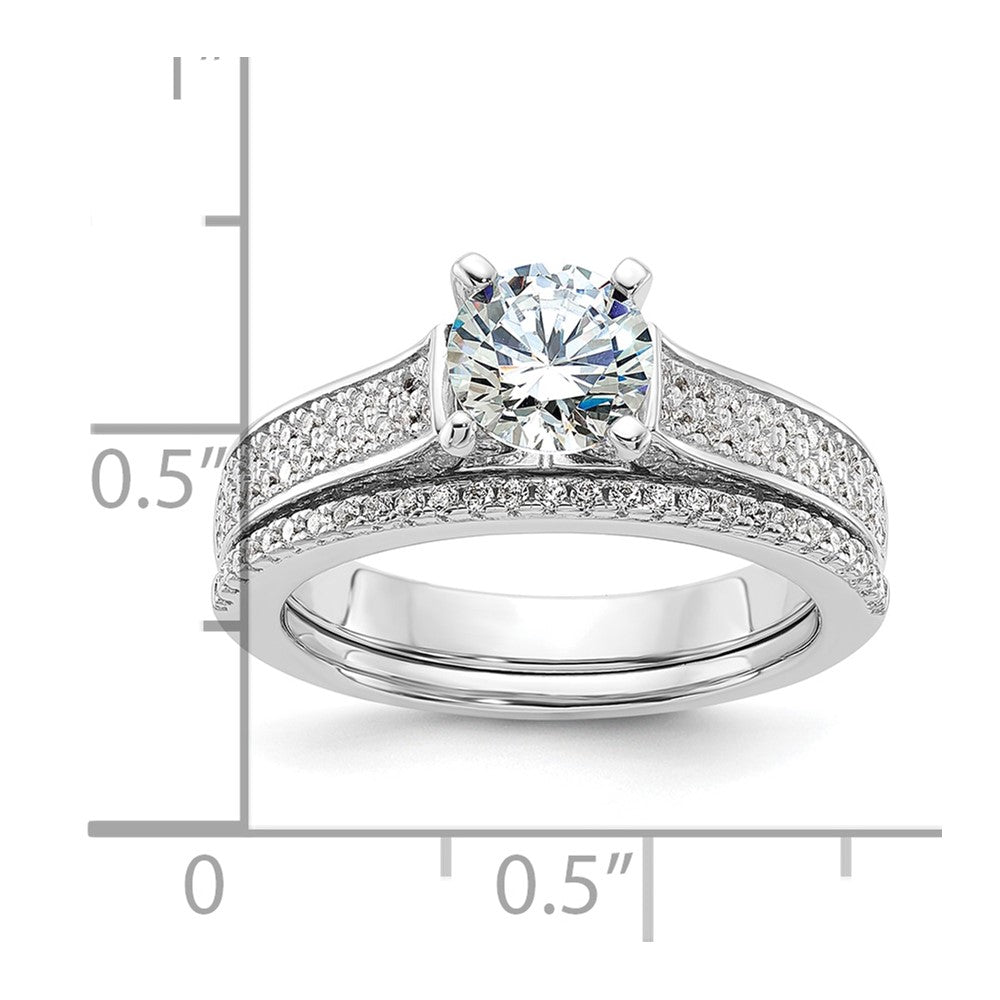 Brilliant Embers Sterling Silver Rhodium-plated 135 Stone Micro Pav‚ CZ 2-piece Wedding Set