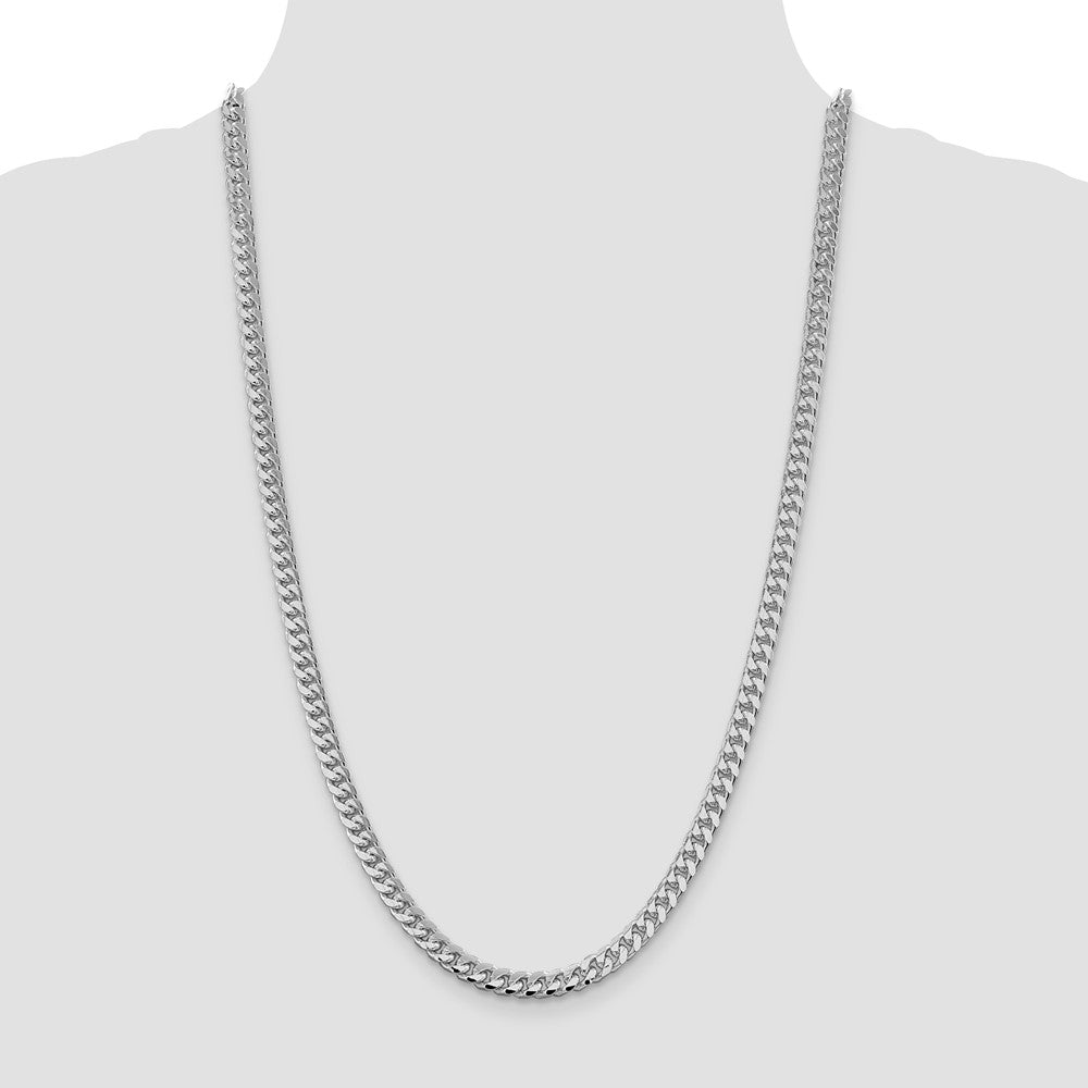 Sterling Silver Rhodium-plated 6mm Domed w/ Side D/C Curb Chain 26 Inches