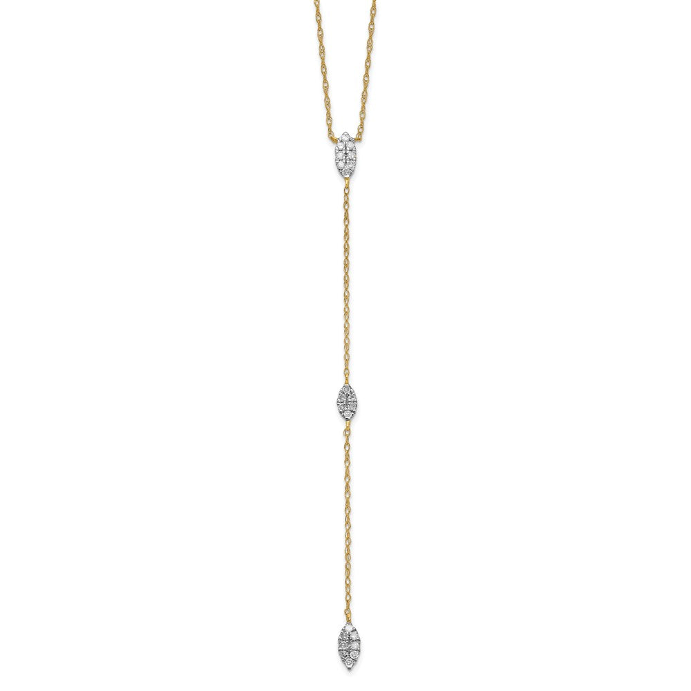 10K Yellow Gold Polished Diamond Drop Necklace