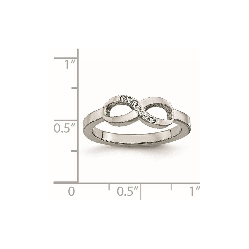 Stainless Steel Polished Infinity Symbol CZ Ring Size - 7