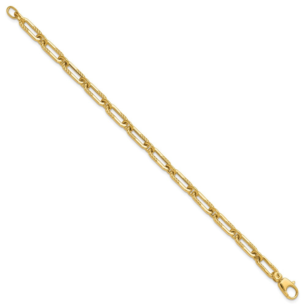 14K Polished Fancy Oval Paperclip Link Bracelet 7  inches