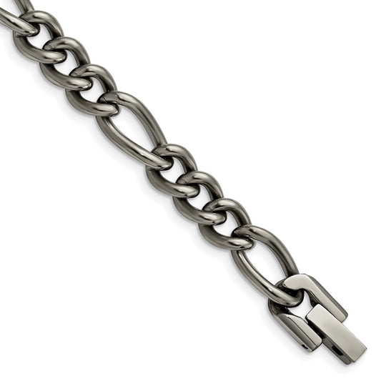 Titanium Polished 7mm 8.5in Figaro Chain 8.5 inches