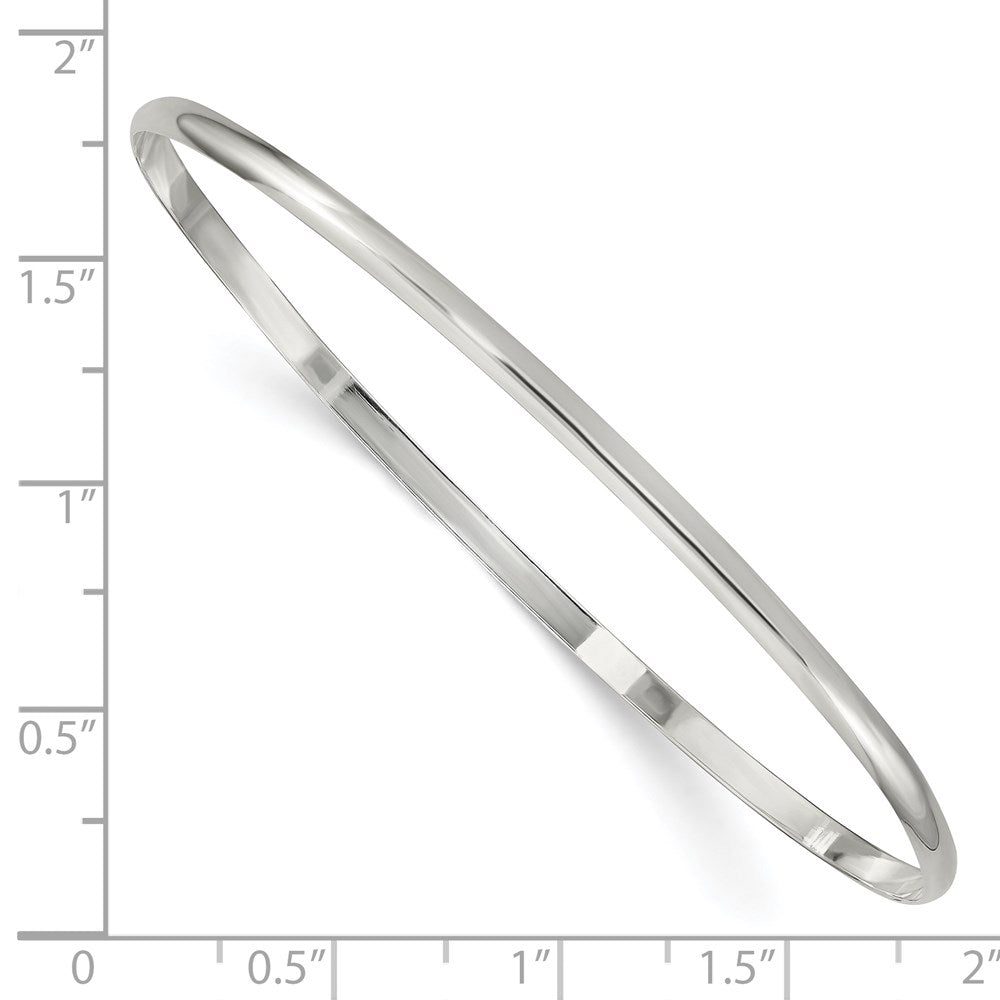 Sterling Silver 2.25mm Solid Polished Plain Slip-On Bangle Bracelet 7.25 inches