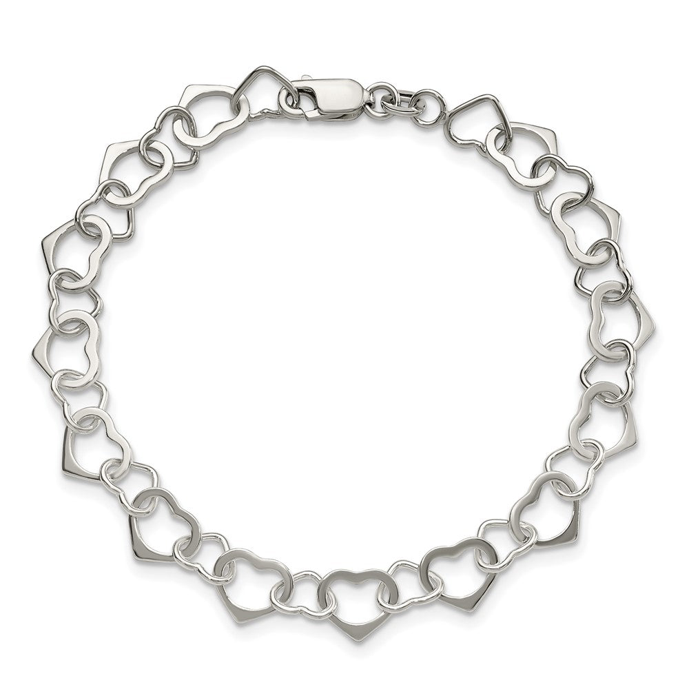 Sterling Silver Hearts Bracelet 7.5 inches