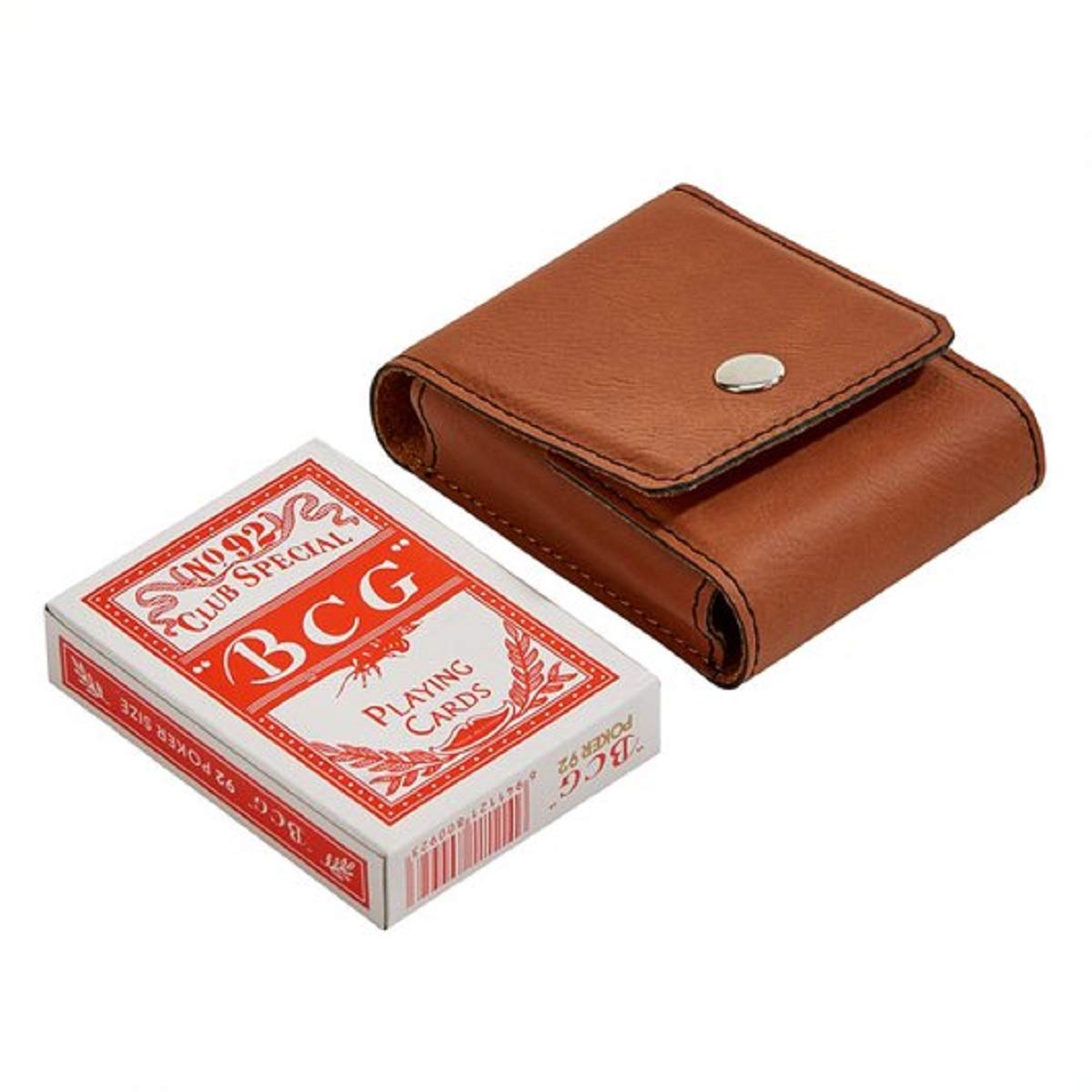 3.75" X 3" Caramel Brown Leatherette Playing Cards Case