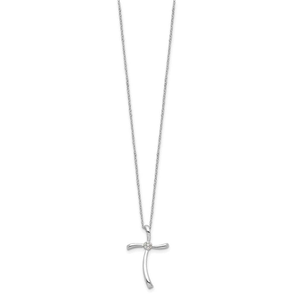 Sterling Silver Rhodium-plated Diamond Cross Necklace 16 Inches