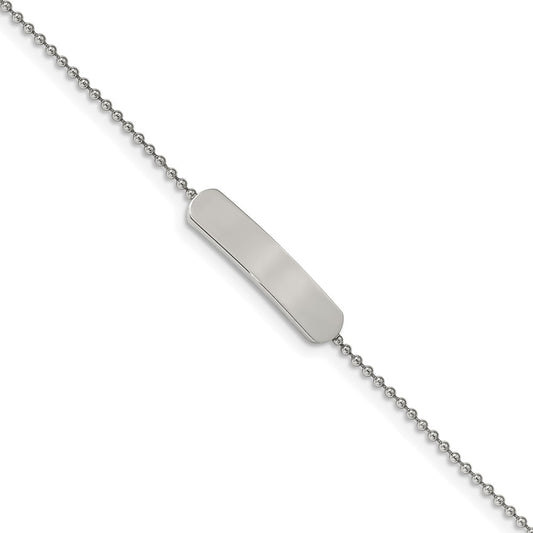 Stainless Steel Polished 7in w/1 inch ext. ID Bracelet