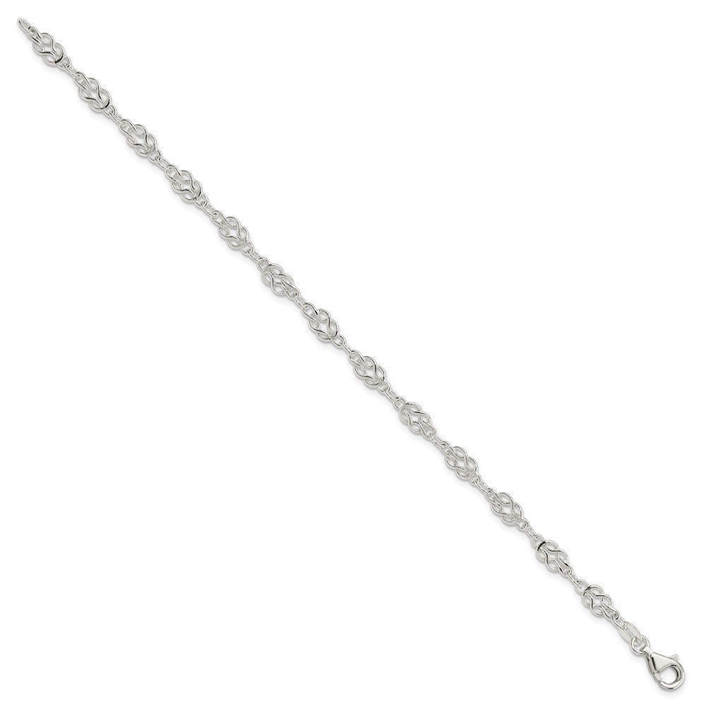 Sterling Silver 4.5mm Herculean Knot Link Bracelet 7.25 inches