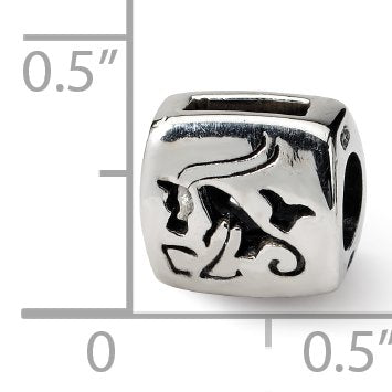 Sterling Silver Reflections Capricorn Zodiac Antiqued Bead