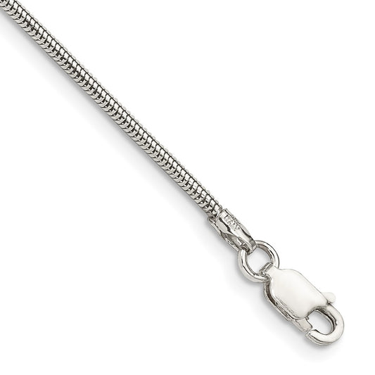 Sterling Silver 1.6mm Round Snake Chain 8 inches