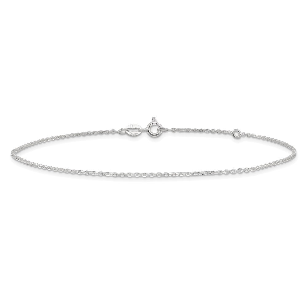 Sterling Silver 1mm Diamond-cut 9in Plus 1in ext. Anklet 10 inches