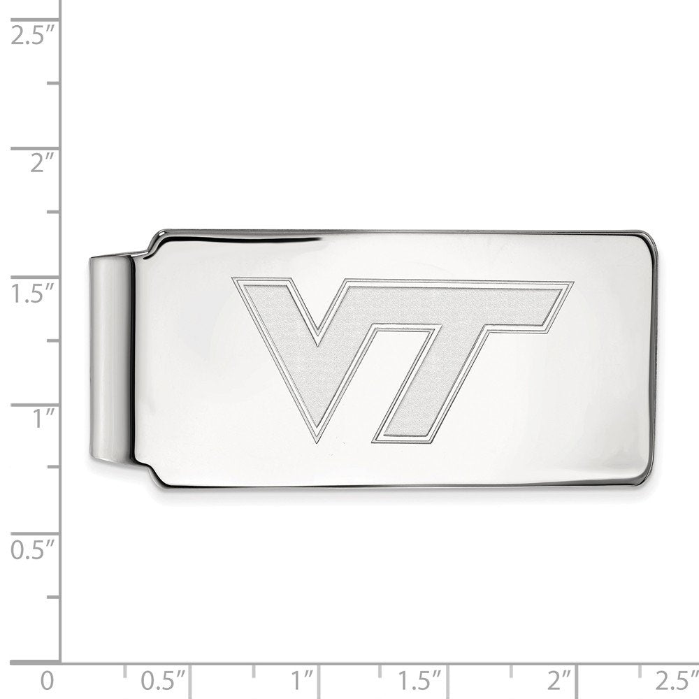 Sterling Silver Rhodium-plated LogoArt Virginia Tech V-T Money Clip Q-SS019VTE