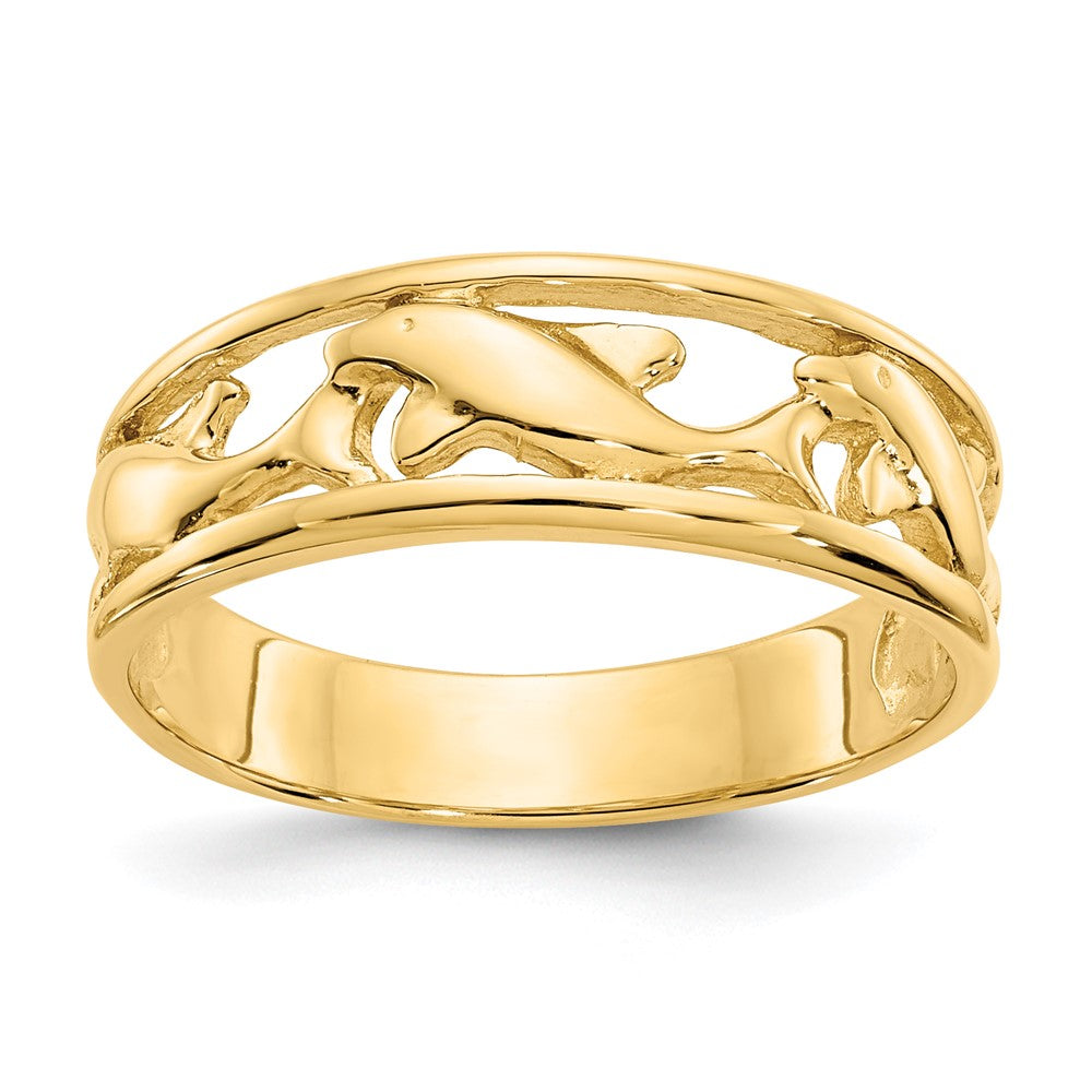 14K Triple Dolphin Band Ring Size 6.5