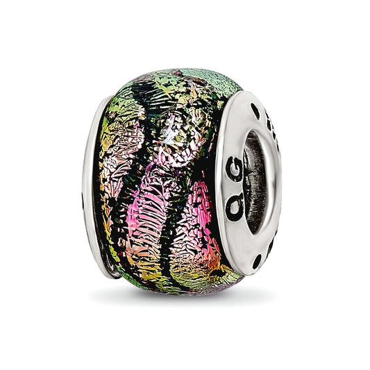 Sterling Silver Reflections Pink Dichroic Glass Bead