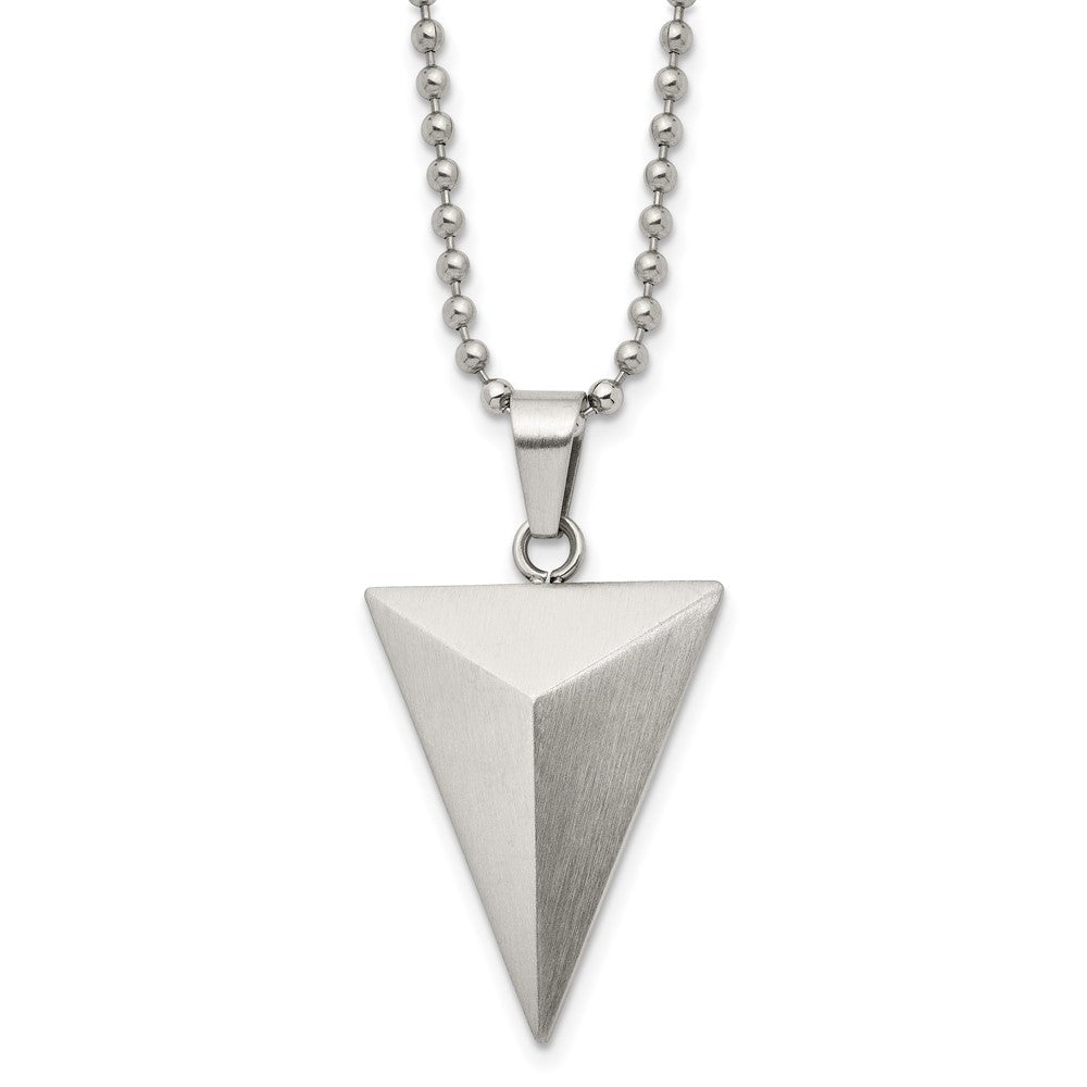 Stainless Steel Brushed Triangle 22in Necklace
