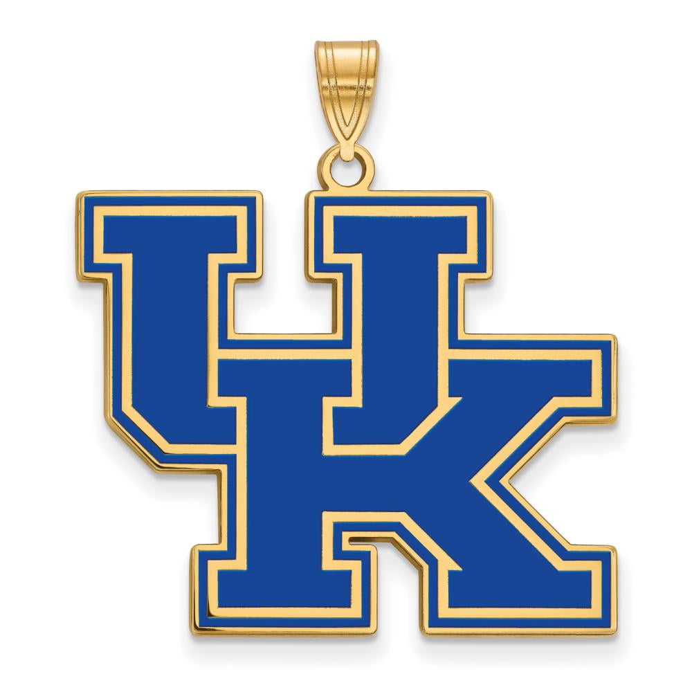 Sterling Silver Gold-plated LogoArt University of Kentucky U-K Extra Large Enameled Pendant QGP081UK