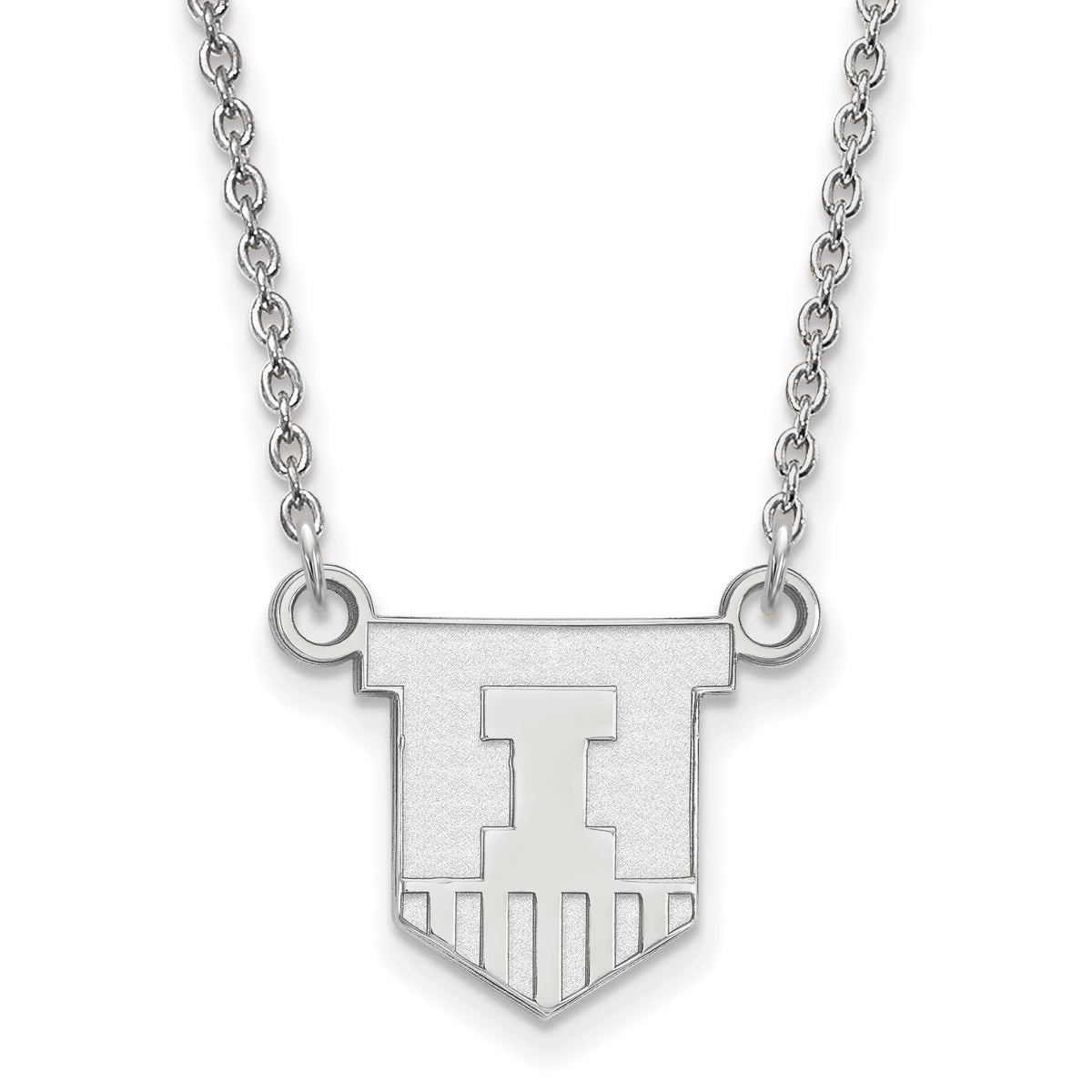 Sterling Silver Official Licensed Collegiate 18in University of Illinois (UI) Small Pendant w/Necklace