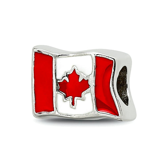 Sterling Silver Reflections Enameled Canada Flag Bead