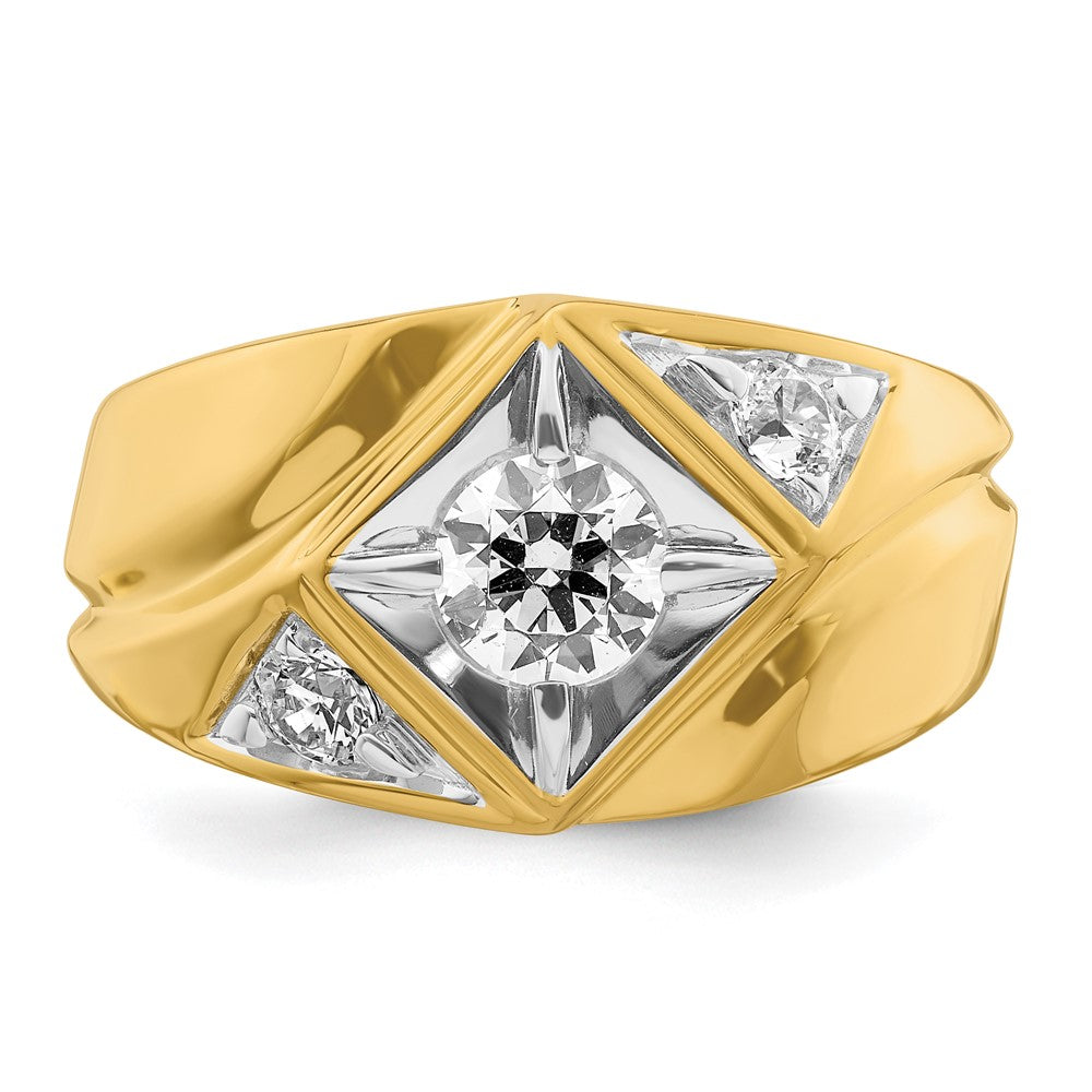 IBGoodman 14k with White Rhodium 7/8 carat Lab Grown Diamond VS/SI+ G+ Complete Polished and Satin Men's Ring