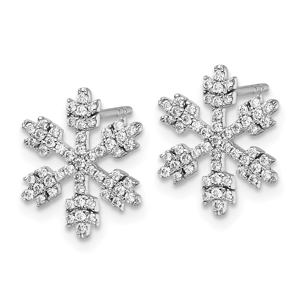 14K White Gold 1/2 Carat Diamond Snowflake Post Earrings