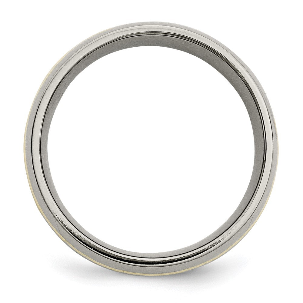 Titanium Polished w/14k Yellow Inlay 10mm Band Size - 9.5