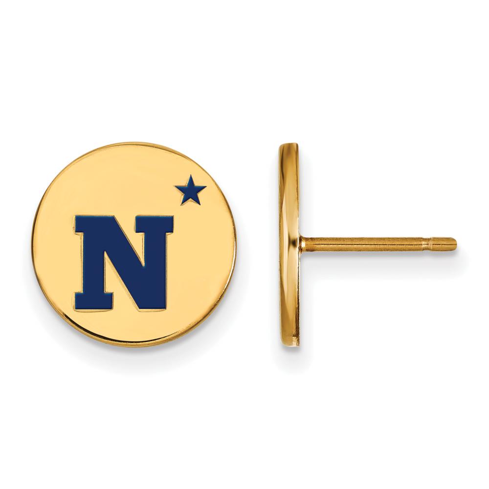 Logoart Sterling Silver Gp Navy Small Enamel Disc Earrings