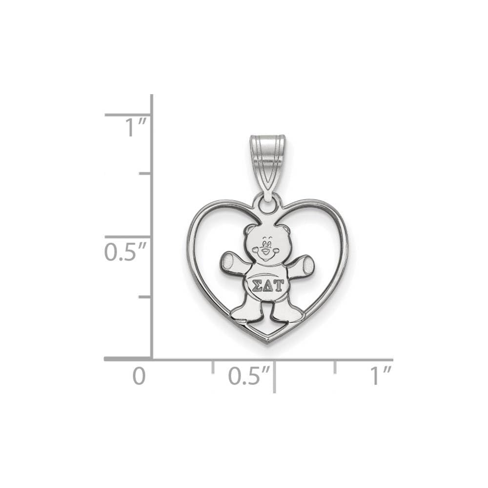 Sterling Silver Official Licensed Greek Sororities Sigma Delta Tau Heart Pendant