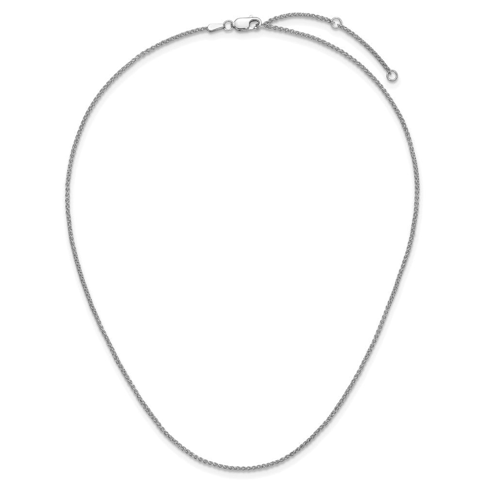 10k White Gold 1.5mm Spiga 1in+1in Adjustable Chain