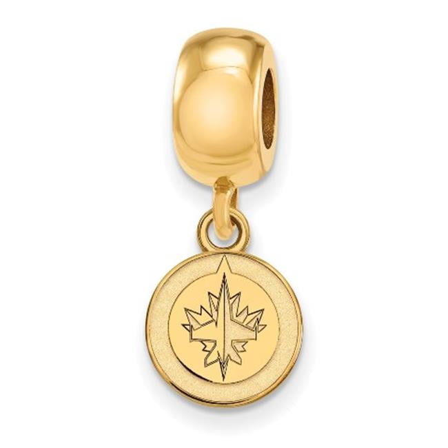 Sterling Silver Gold-plated NHL LogoArt Winnipeg Jets Extra Small Dangle Bead Charm