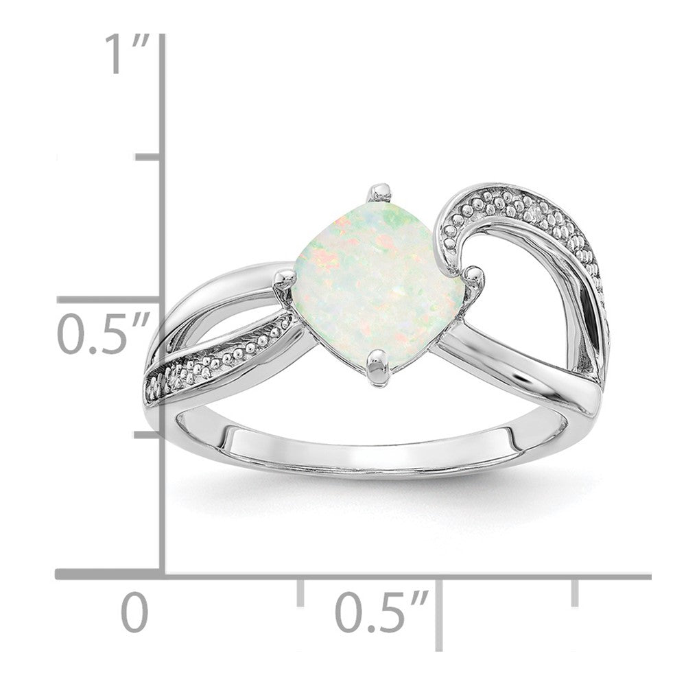 Sterling Silver CR ANC OPal & Diamond Ring