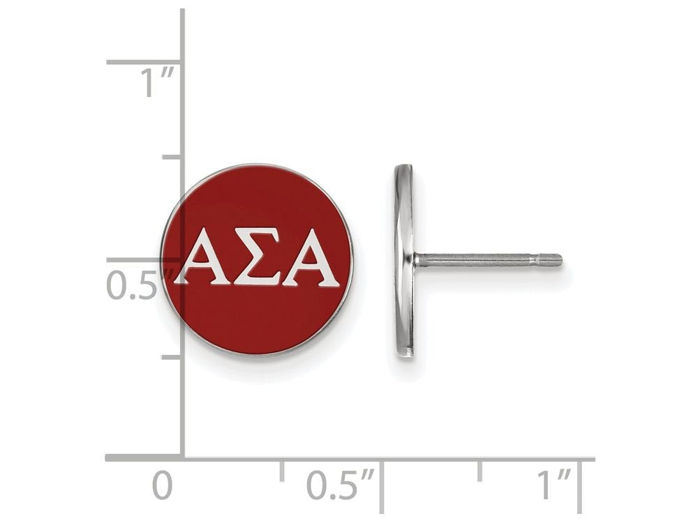 Sterling Silver Official Licensed Greek Sororities Alpha Sigma Alpha (???) Enameled Post Earrings