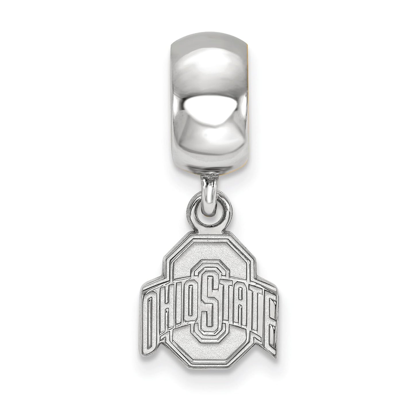 Sterling Silver Rhodium-plated LogoArt The Ohio State University Extra Small Dangle Bead Charm