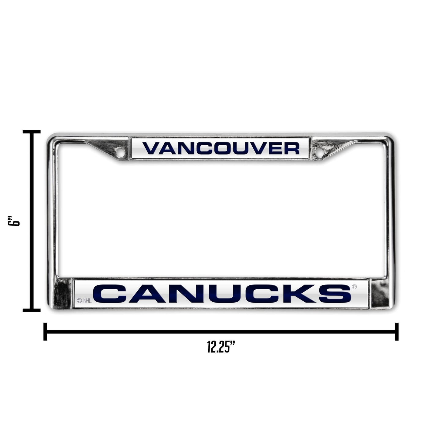 NHL Vancouver Canucks Laser Chrome Acrylic License Plate Frame-White w/Navy QGC7128