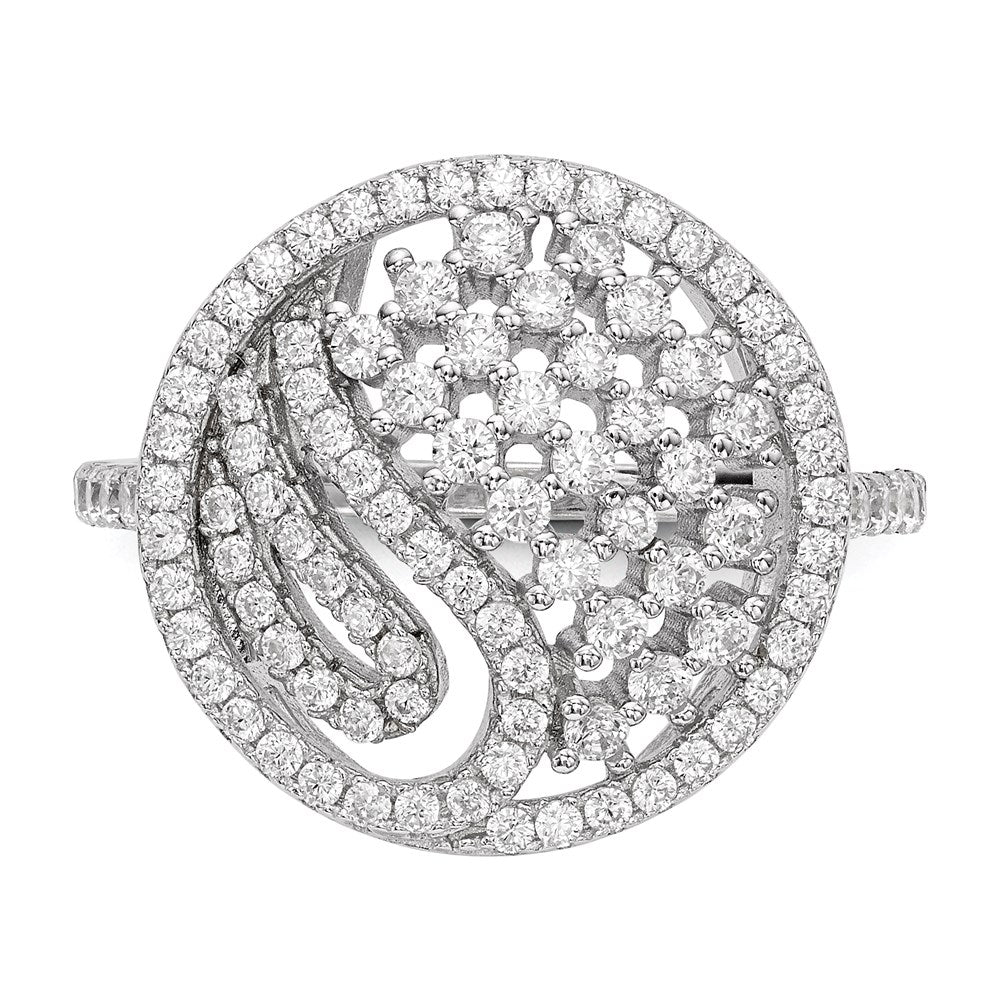 Sterling Silver Rhodium-plated CZ Ring