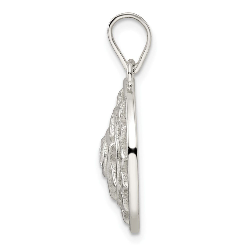 Sterling Silver CZ Heart Chakra Filigree Pendant