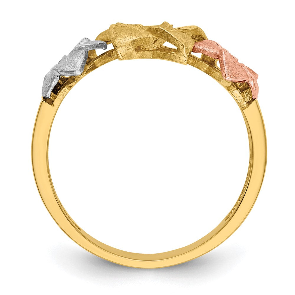 14k Tri-color Plumeria Ring Size 7.5
