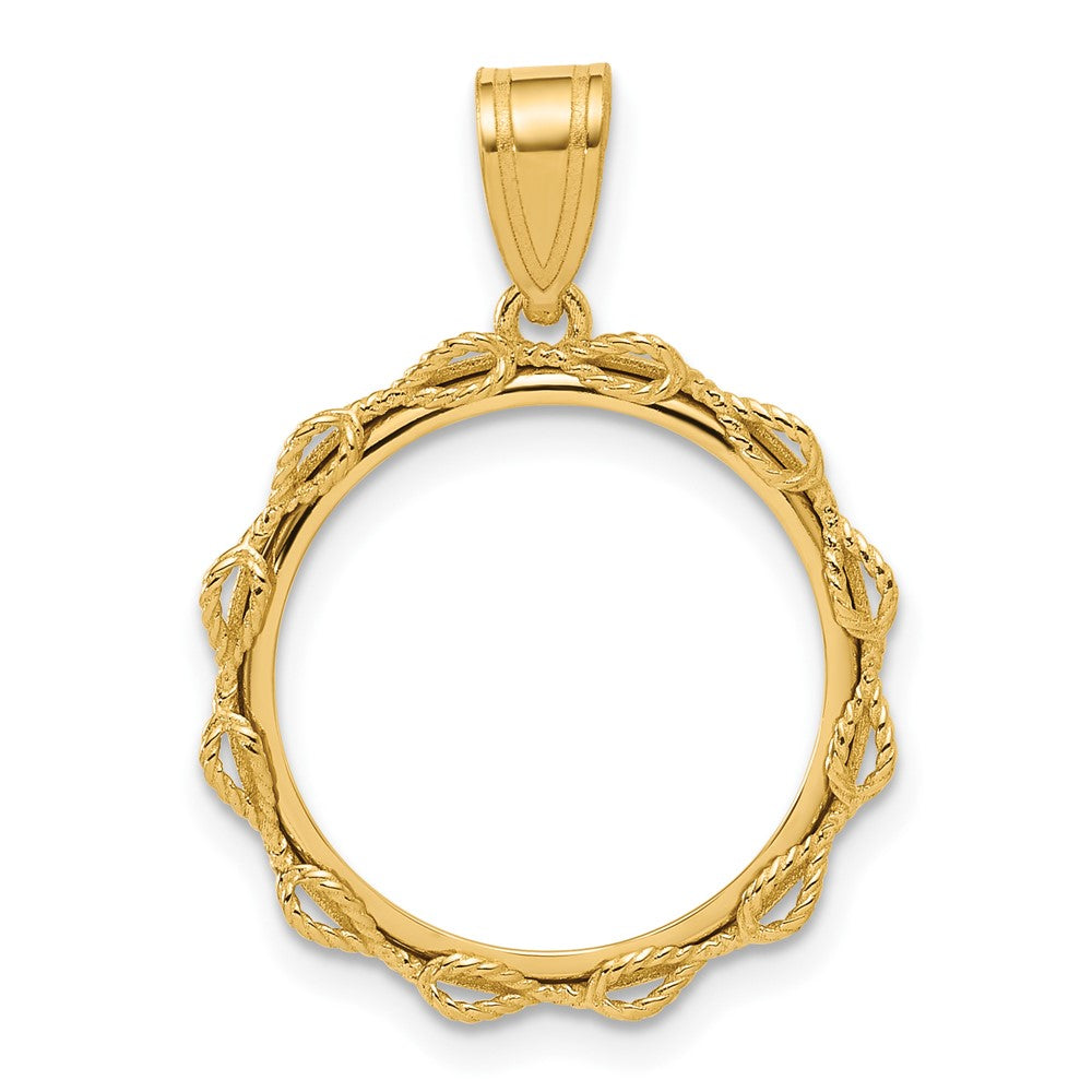14k Polished Rope with 16.5mm Prong Coin Bezel Pendant