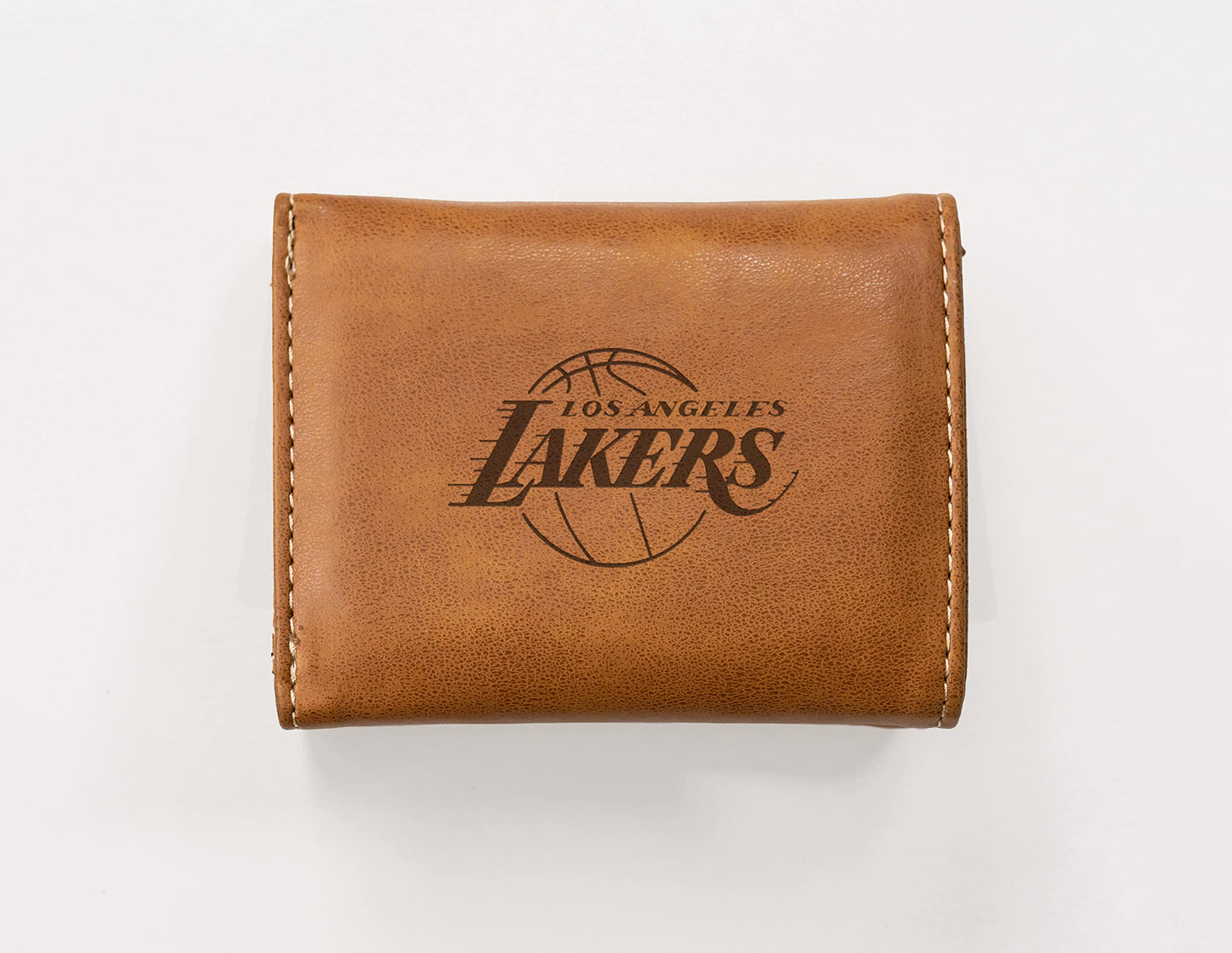 LAKERS LASER ENGRAVED BROWN TRIFOLD WALLET