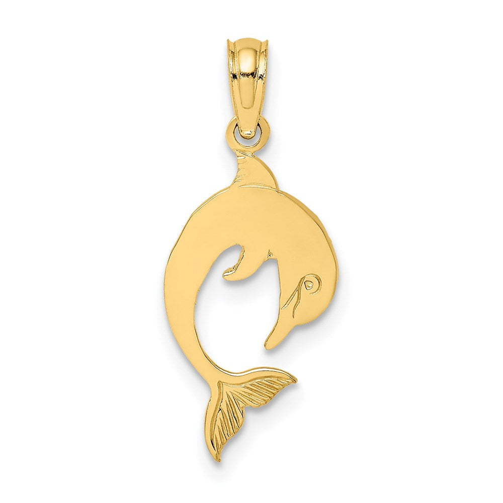14K Flat and Polished Dolphin Charm