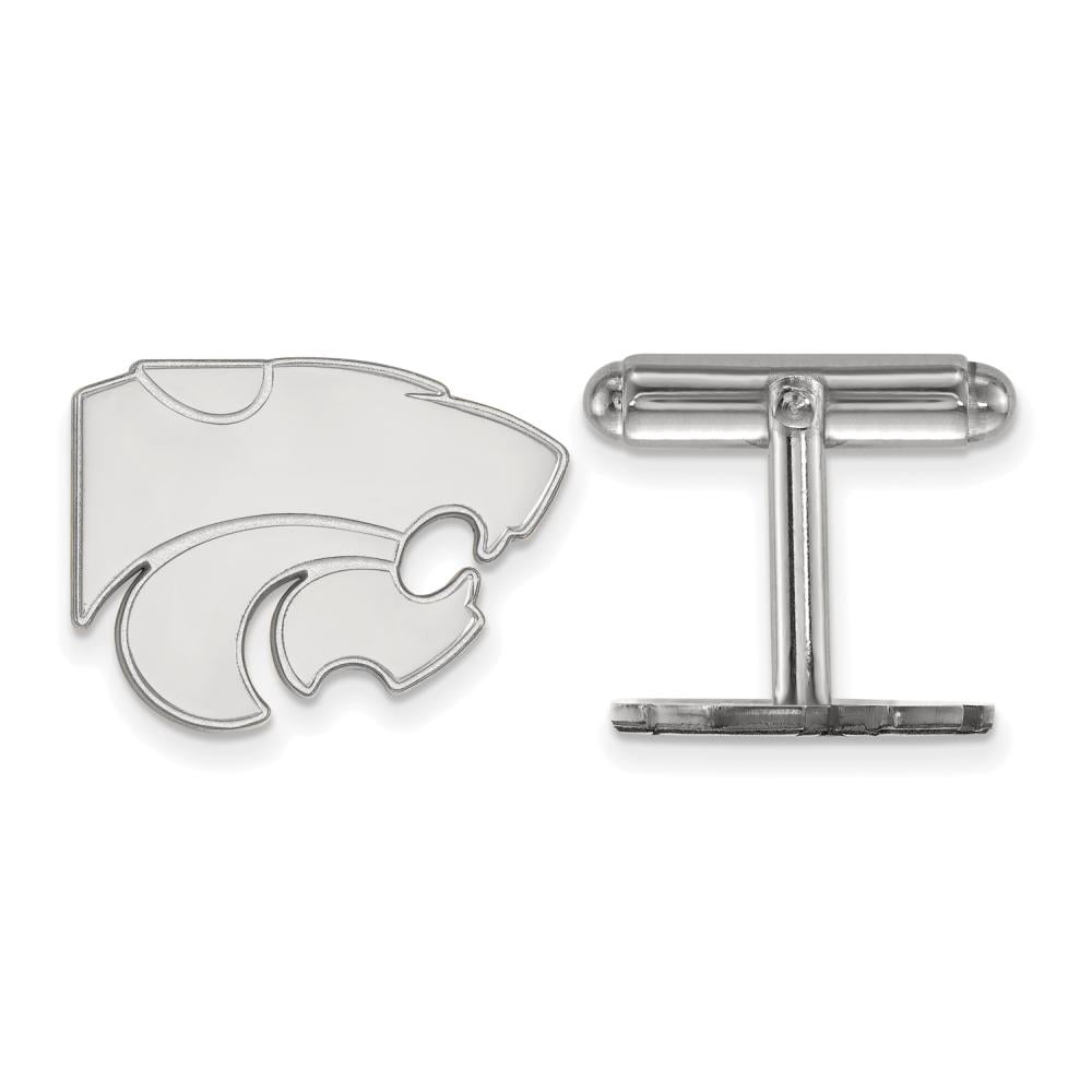 Sterling Silver Rhodium-plated LogoArt Kansas State University Wildcat Cuff Links QSS012KSU