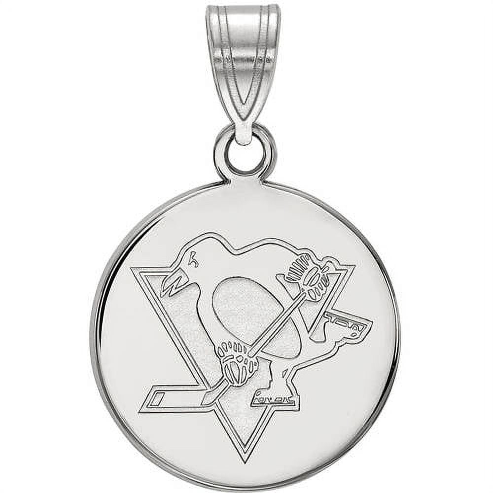 LogoArt Sterling Silver Rhodium-plated NHL Pittsburgh Penguins Medium Disc Pendant