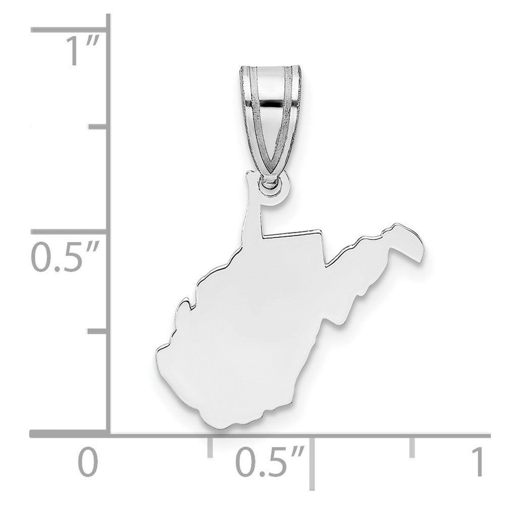 Sterling Silver/Rhodium-plated West Virginia State Pendant