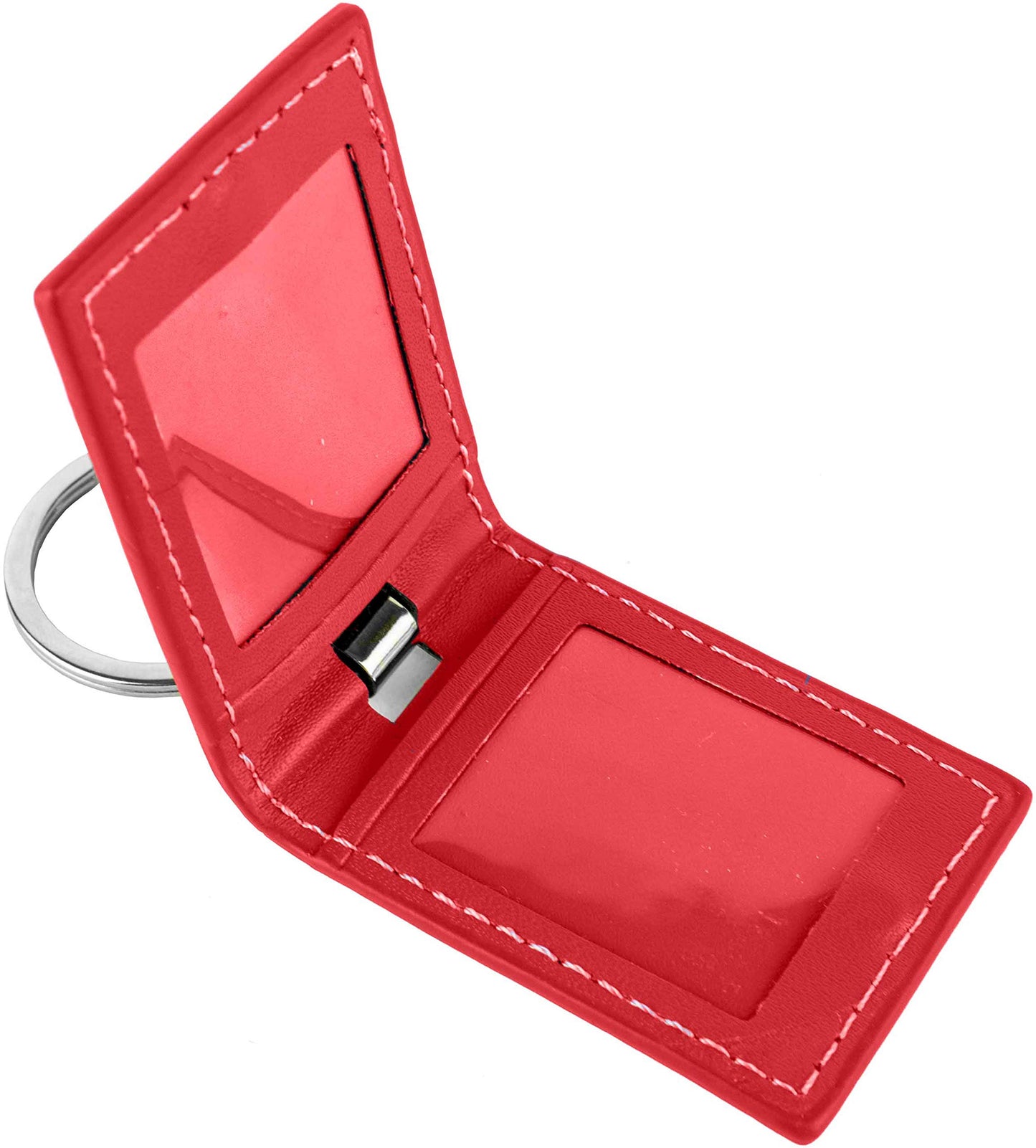 Red Leather Key Ring with 2 Photo Windows QGM22545