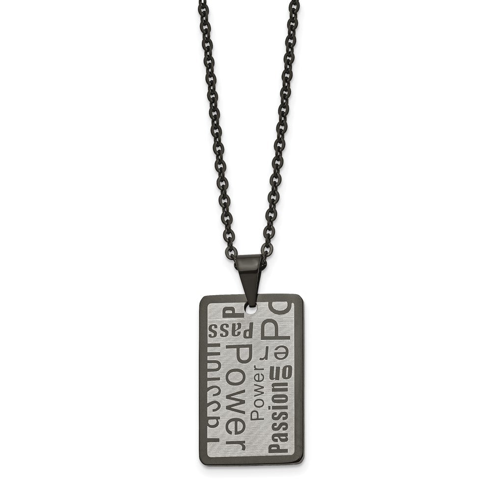 Stainless Steel Brushed and Polished Black IP-plated 22in Necklace